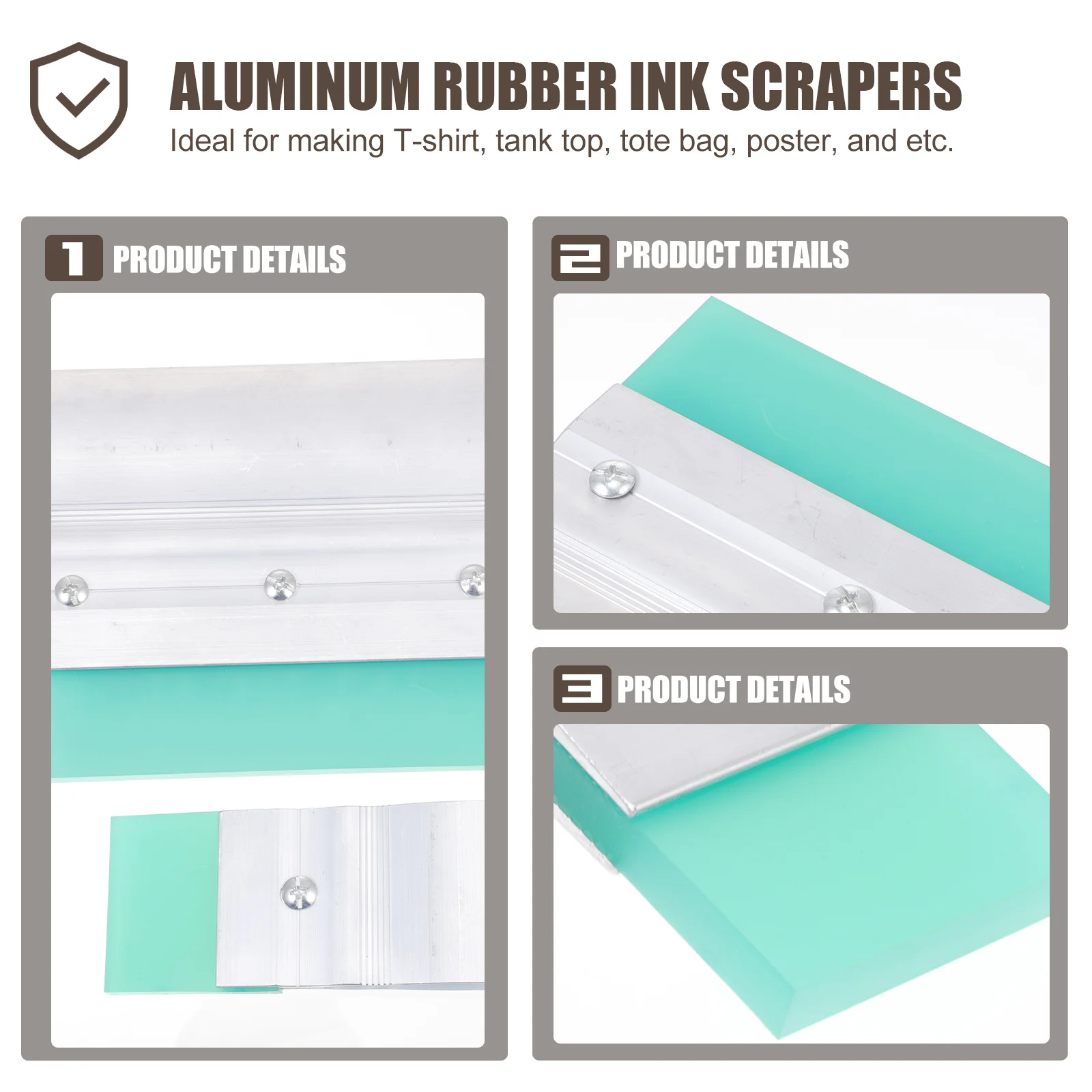 

2Pcs Screen Printing Squeegee High Quality Aluminum Rubber Ink Scrapers for DIY Tshirt Printing Aluminum Rubber Ink Scrapers