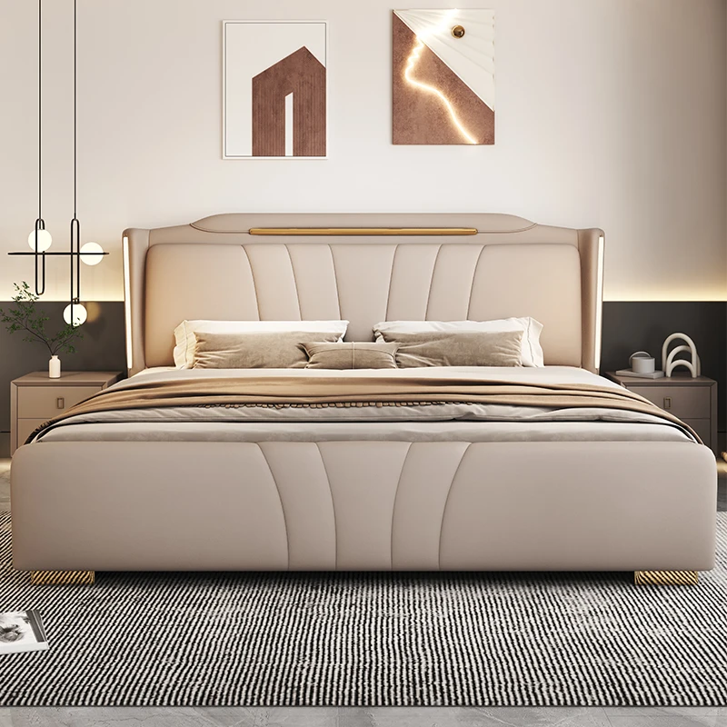 

Современные простые тумбочки, кровать, уникальная эстетичная многофункциональная спальная кровать, роскошное изголовье, мебель Letto Matrimoniale