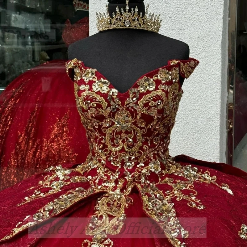 Robe de Rhde luxe princesse rouge avec appliques à paillettes, robes de soirée éducatives, 16 pièces, image réelle