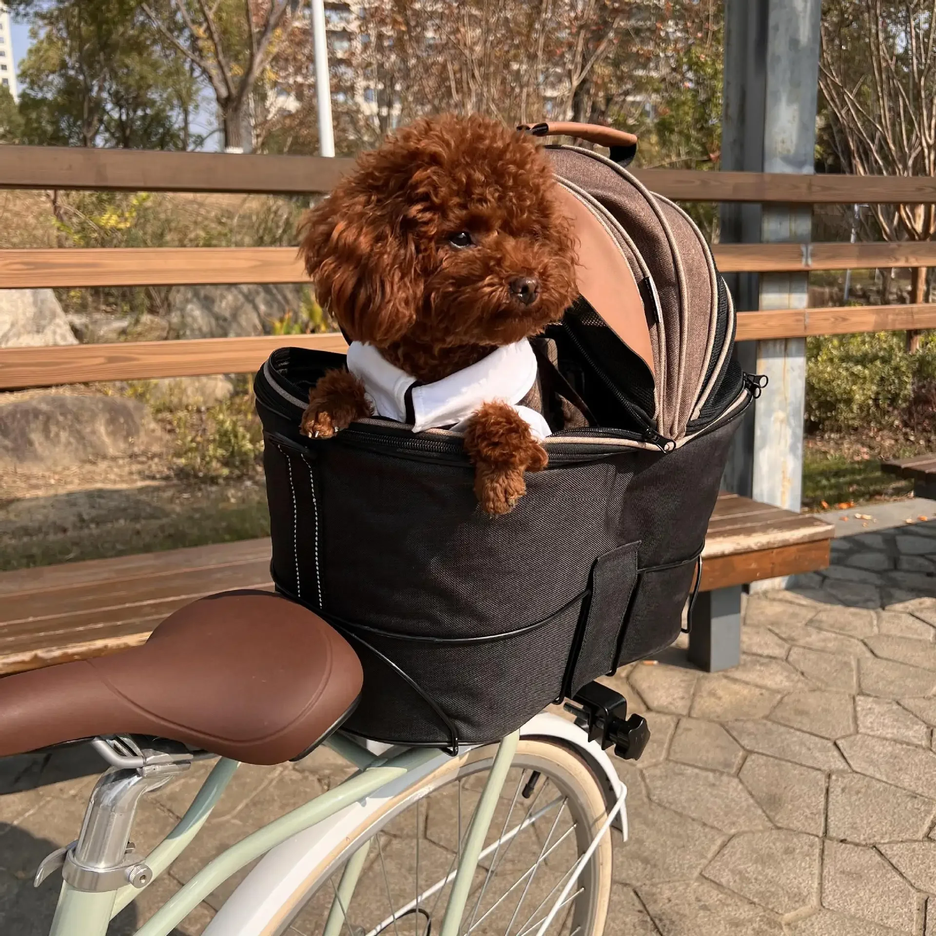 Bicycle Rear Seat Dog Pet Car Bag Large Capacity Electric Scooter Blue Scooter Foldable Handheld Canvas Car Bag