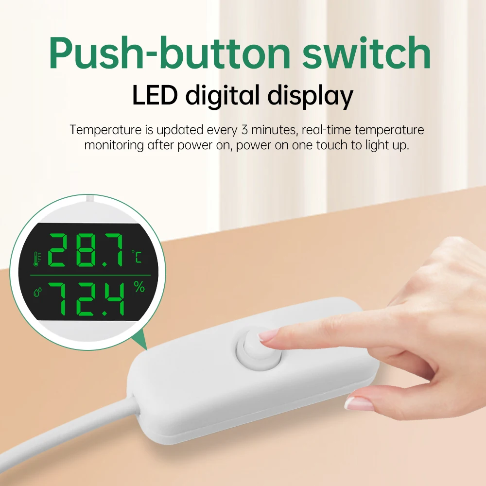 เครื่องวัดอุณหภูมิตู้ปลาแบบมีกาวในตัวมาตรวัดความชื้นแบบดิจิตอล LCD เครื่องวัดอุณหภูมิตู้ปลาขนาดเล็กเครื่องวัดอุณหภูมิหน้าจอขนาดใหญ่