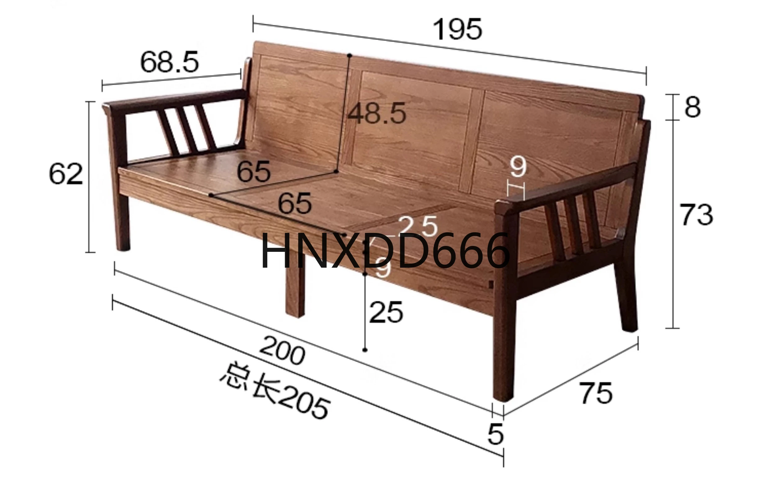 

Winter and summer dual-purpose small apartment living room three-person log wind sofa