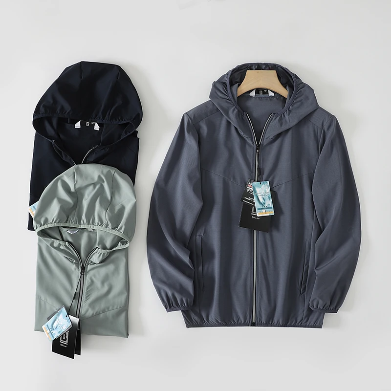 

Мужской дышащий солнцезащитный крем с микропором на все тело, ощущение прохлады, UPF50, летняя куртка с капюшоном, полиэфирное волокно, спандекс, эластичное волокно