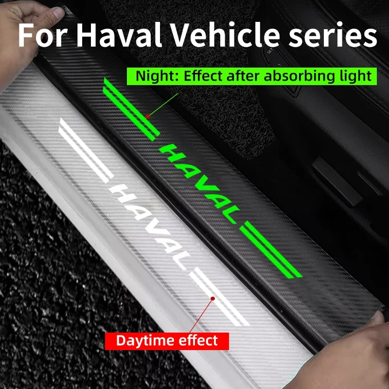 For Haval H3 H4 H1 H2 H5 H6 H7 H8 H9 F5 F7 Car Theshold Strip Transparent Carbon Fiber Luminous Car Trunk Door Sill Sticker