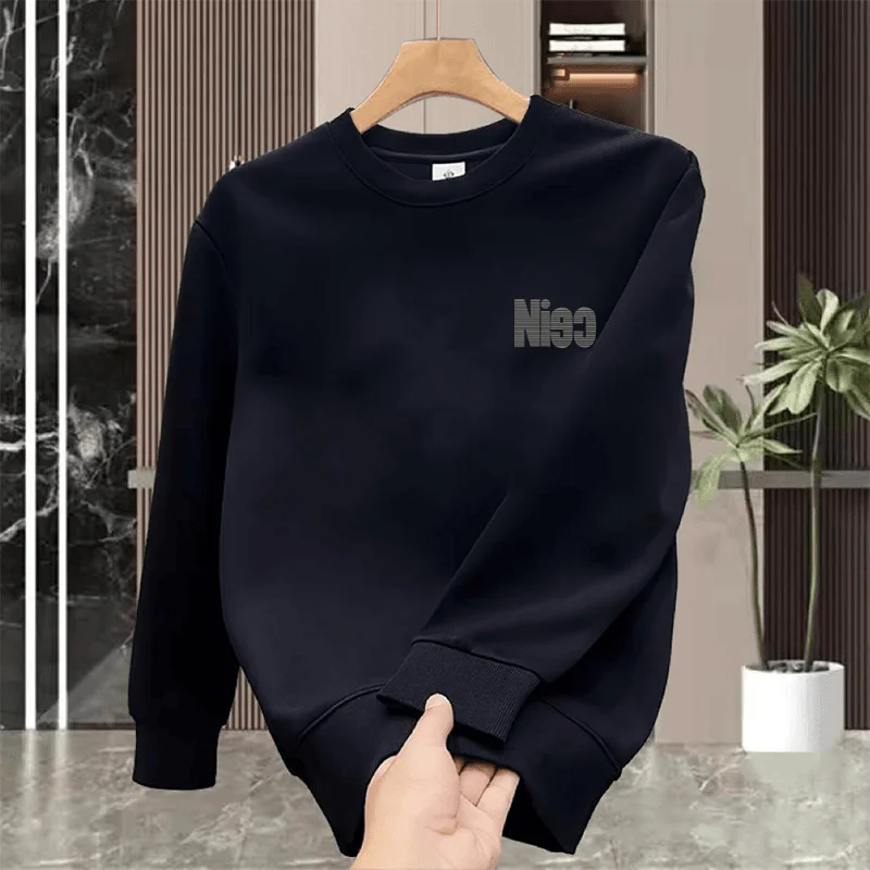 

Новая мужская толстовка с круглым вырезом на осень-зиму 2024, плотная, с буквенным принтом, повседневная, в уличном стиле, хлопковая, с длинным рукавом