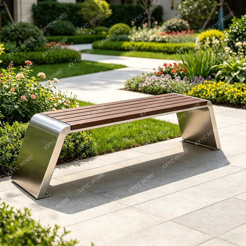 

Outdoor bench - custom shaped stainless steel park bench