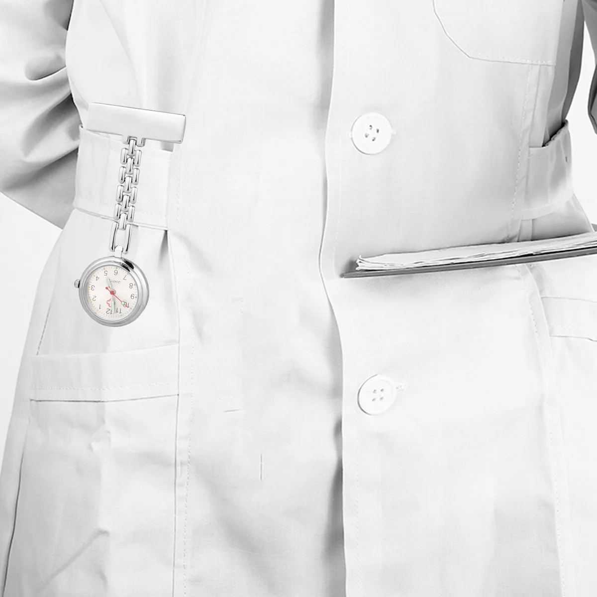 ساعة جيب خفيفة الوزن للممرضات معلقة من سبائك الزنك وإكسسوارات الطبيب الليلية المضيئة دبوس أمان مزخرف