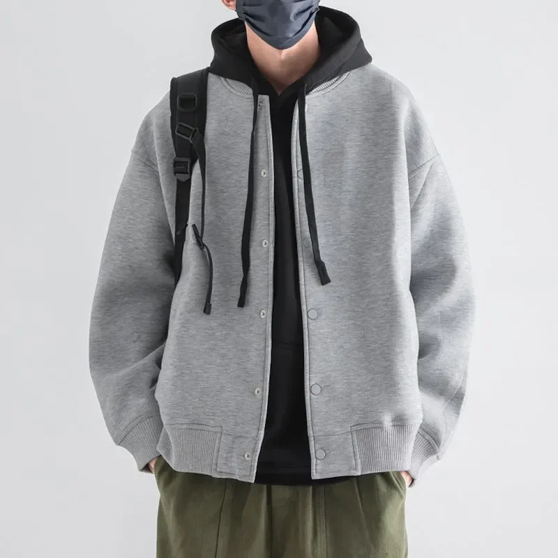 Large Size Men's Plush Plush Thickened Baseball Uniform Jacket Autumn and Winter Trendy Brand Loose Casual Jacket