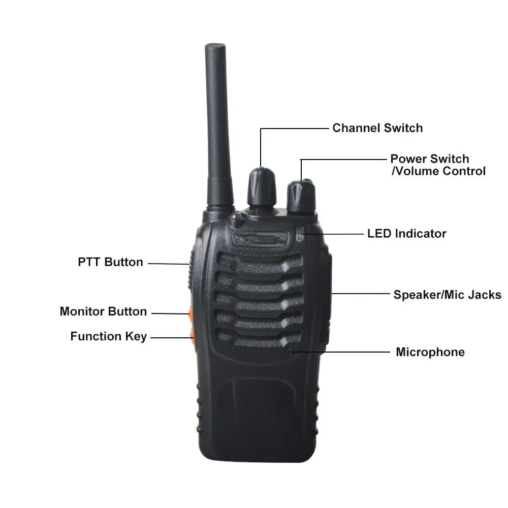 2 Pack Long Range Walkie Talkie UHF 400-470MHz Ham Two Way Radio Comunicador Transceiver for Hotel Camping EU Plug