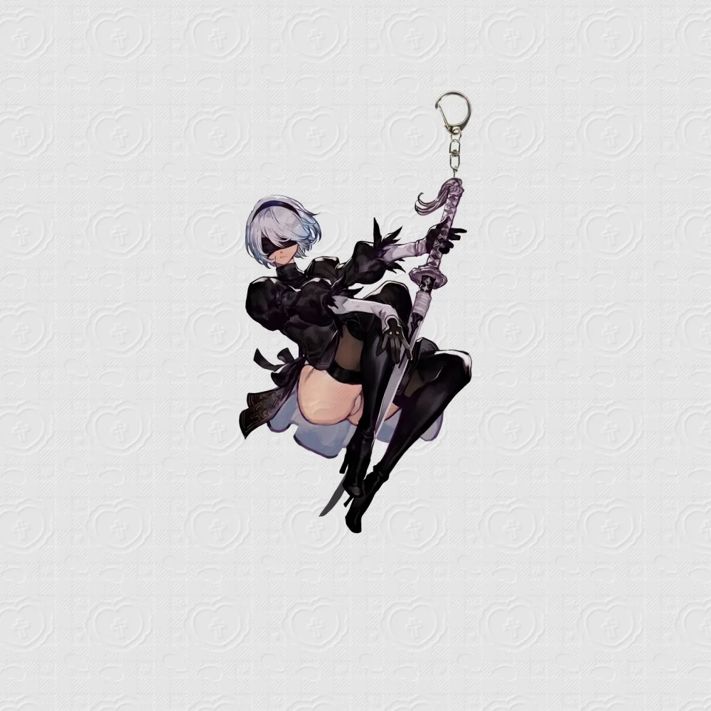 6 سنتيمتر لعبة NieR: Automata سلسلة مفاتيح مصنوعة من الأكريليك نموذج تأثيري شخصيات حلية اكسسوارات عيد الميلاد جمع هدية #4