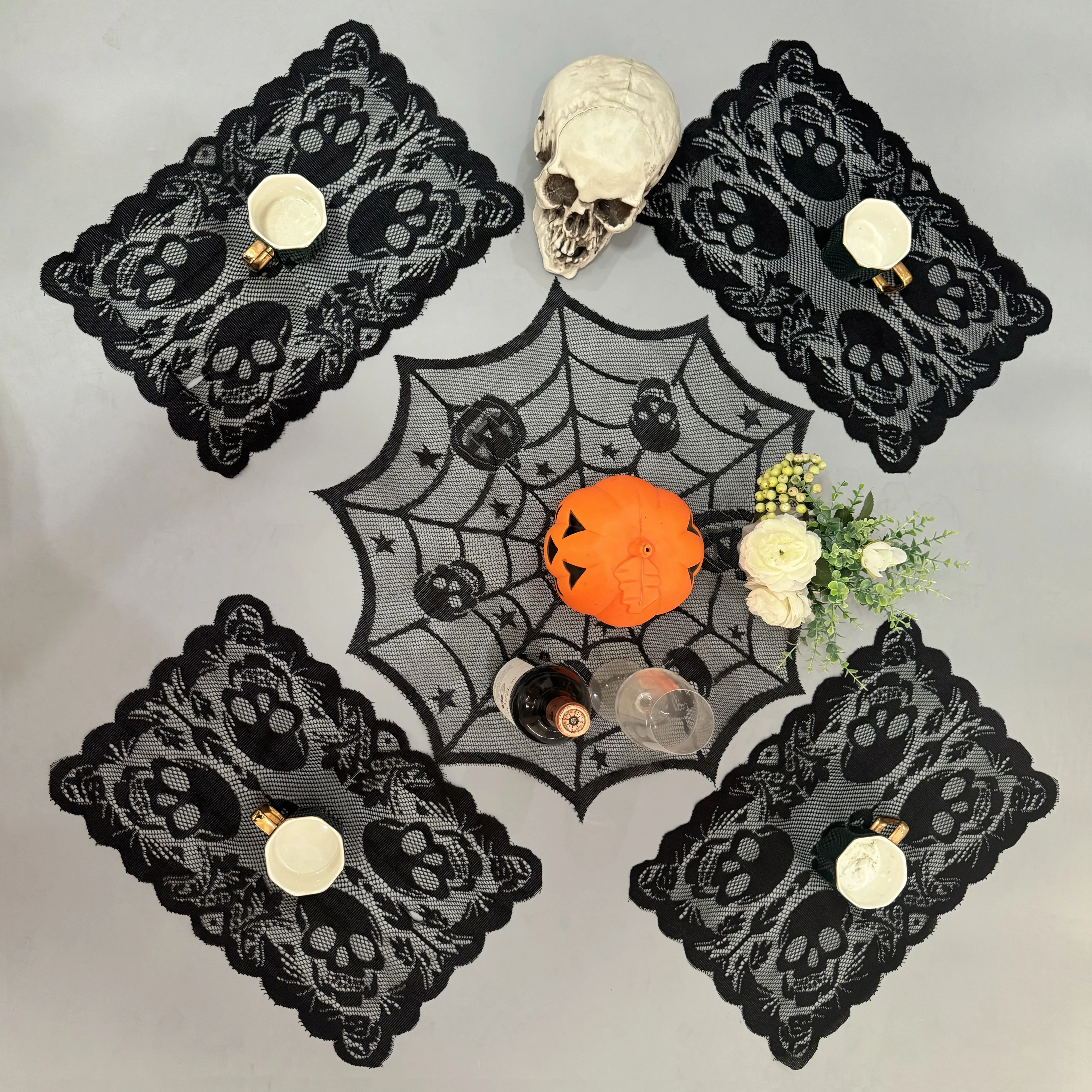 Halloween Spinnennetz Tischdecke Halloween Schwarzer Spinnennetz Tischläufer Halloween Polyester Tischdecke Tischset