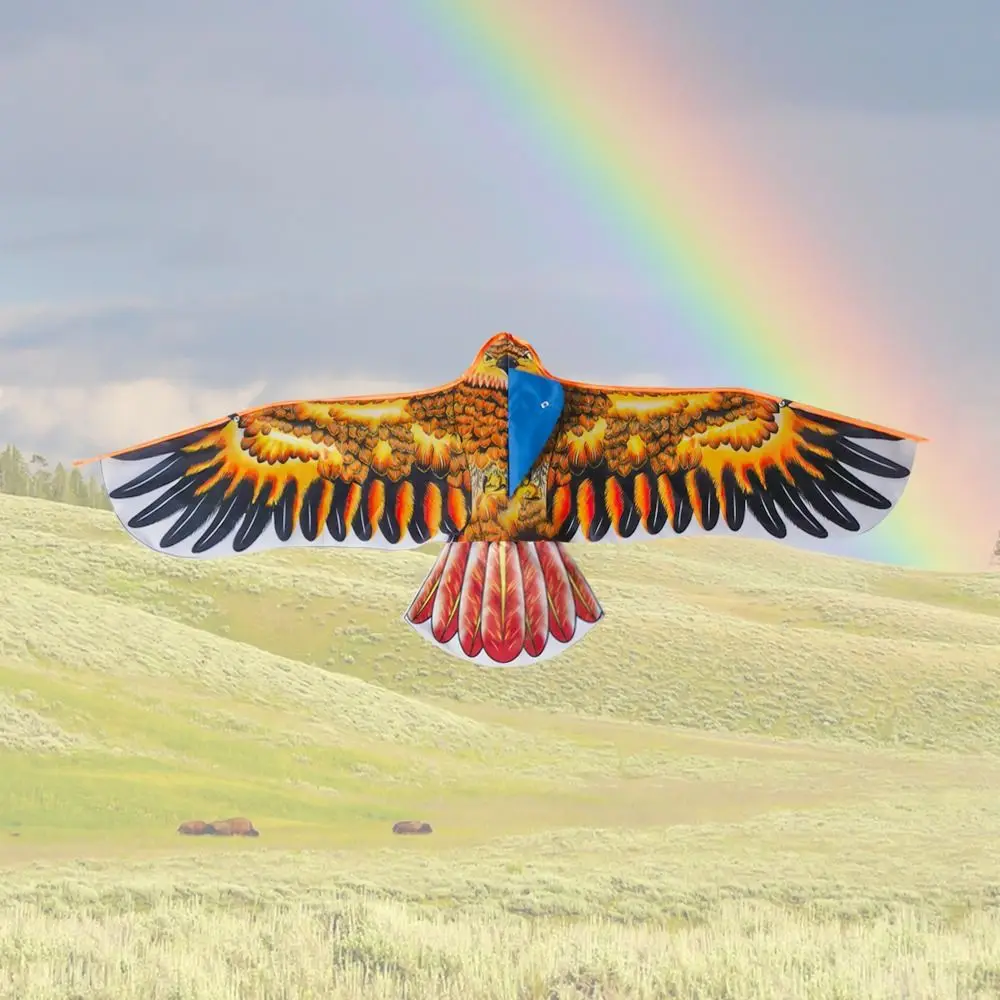 1,1 m Eagle Kite met 30 meter vliegerlijn Grote Eagle Flying Bird Kites Kinderen Gift Familie-uitstapjes Tuin Buitensporten DIY-speelgoed