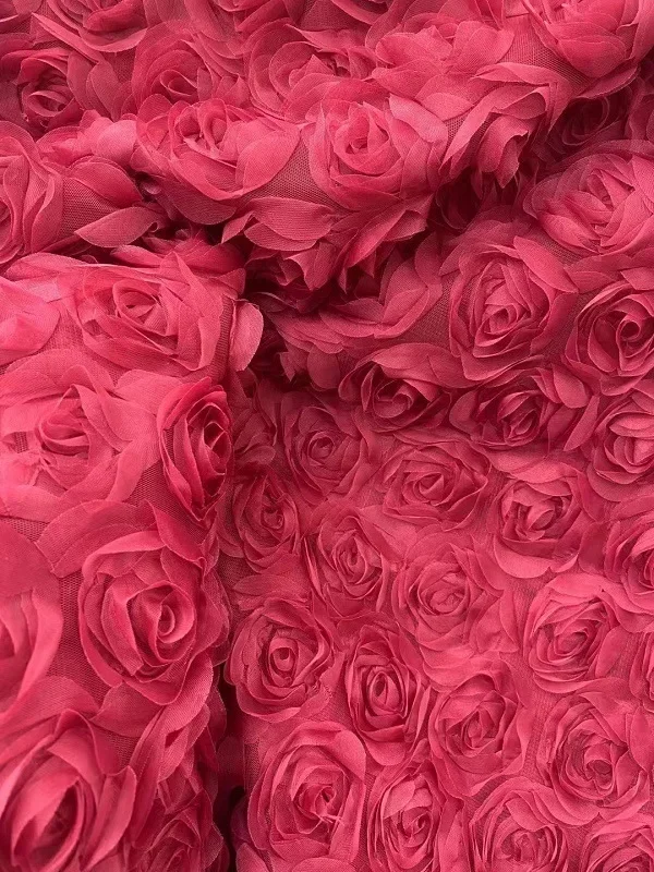 3D Large Rose Embroidered Lace Fabric, Discoloration Flower Children\'s Applique Clothing, Dress Fashion, RS24458