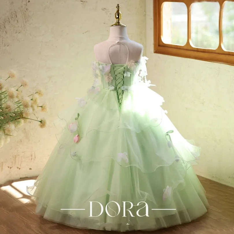 Hochwertiges Hochzeitskleid, Brautkleid, Kleid für Gastgeberin, Klavierauftritt, Geburtstag, Blumenmädchenkleid A5089 Vestido de Festa Infantil – Detail 5