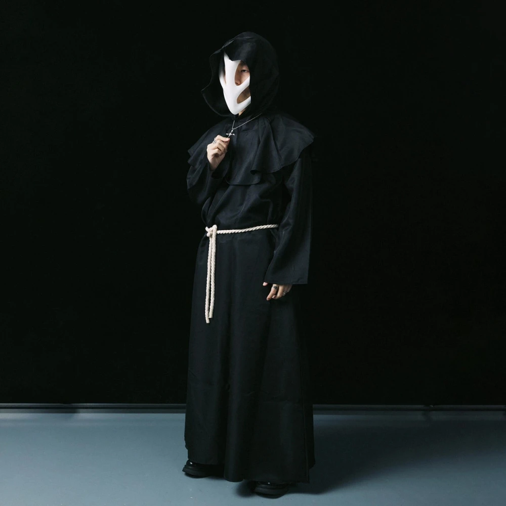 Abito da cavaliere medievale Costume cosplay loween Performance Outfit Abito da prete Mantello Set Abbigliamento da palcoscenico etnico da donna