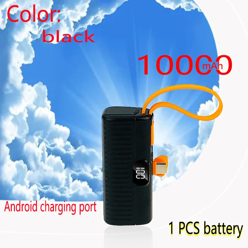 

10000mah Capsule Power Bank Mini Built In Cable Stand Powerbank Portable Pocket 10000mah External Battery Type-C Ios Interface