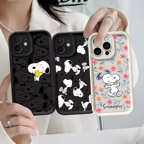 Case for Samsung Galaxy S25 Ultra S24 S23 FE S22 S21 S20 Plus Note 20 Ultra Cover Cute Y2K Snoopy Flower Silicone INS Bumper