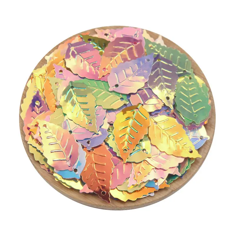 

300-1500Pcs Leaf Sequins PVC Mixed Colour Leaves With 2 Holes DIY Handwork Sewing Decorate Clothing Crafts Earrings Accessories