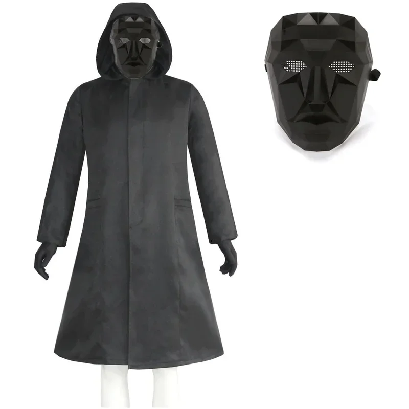 

FC6Korean Game Cosplay Costume Adult Unisex Black Windbreaker Coat Mask Suit Halloween Outfit Carnival Party Uniform@FC8！