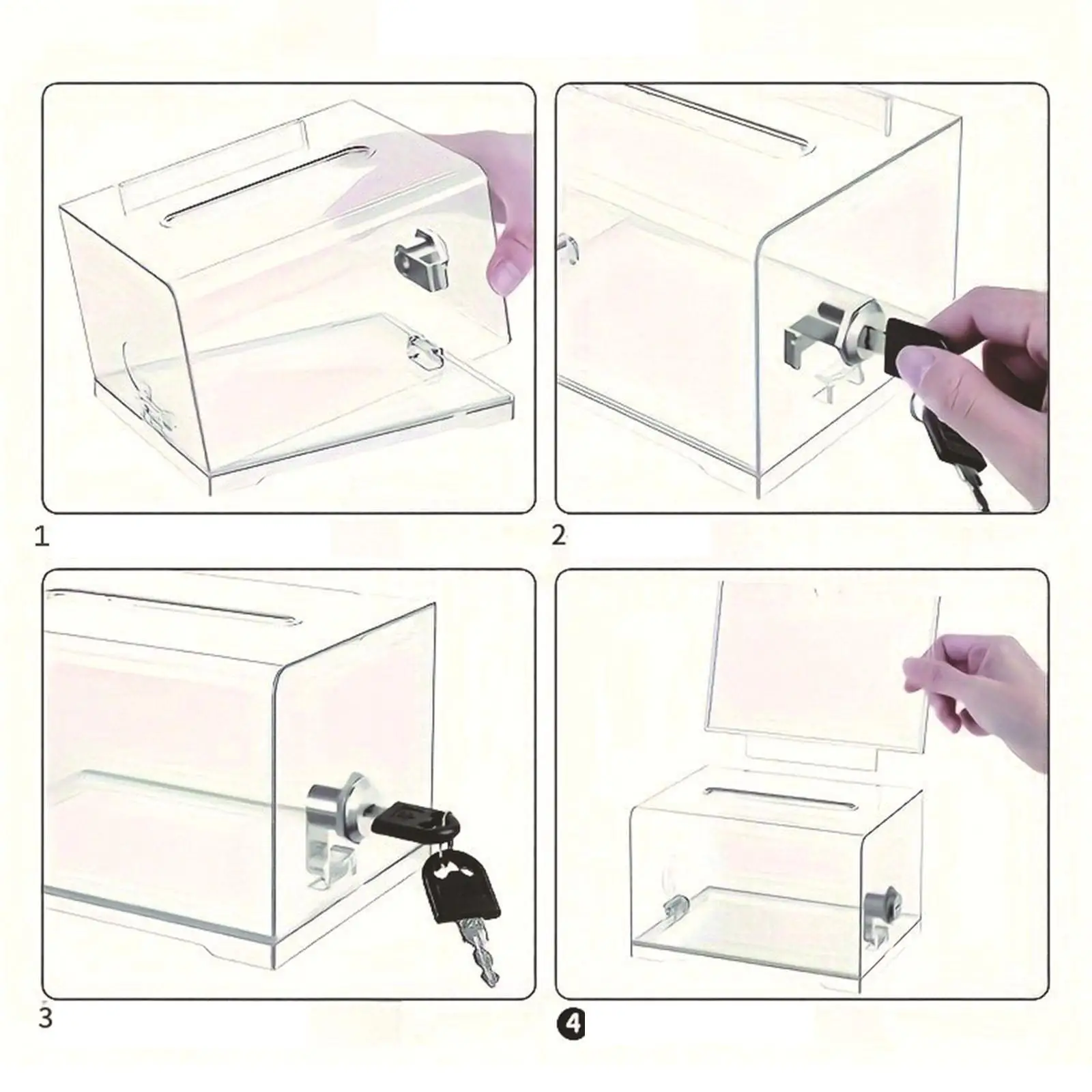 Transparent Suggestion Box Fundraising Collection Portable Clear Donation Storage Jar for Ballots and Feedback Annual Meeting