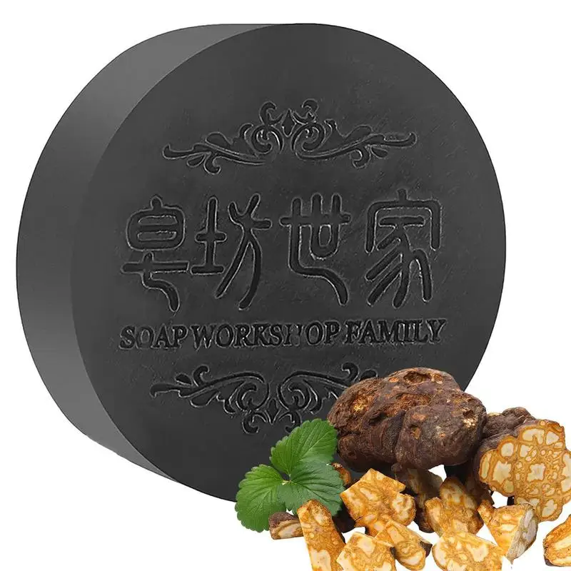 Natural Polygonum Multiflorum Bar Hair Darkening Shampoo Soap Fast Effective Restores Hair Color Strengthen Nourish Hair Roots