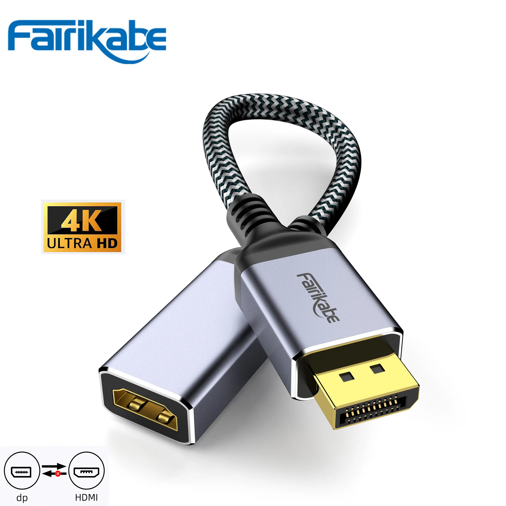 Kabel 4K Displayport do HDMI Adapter wyświetlacza do HDMI DP Przedłużacz wyświetlacza do laptopa stacjonarnego Karta graficzna do monitora Projektor TV