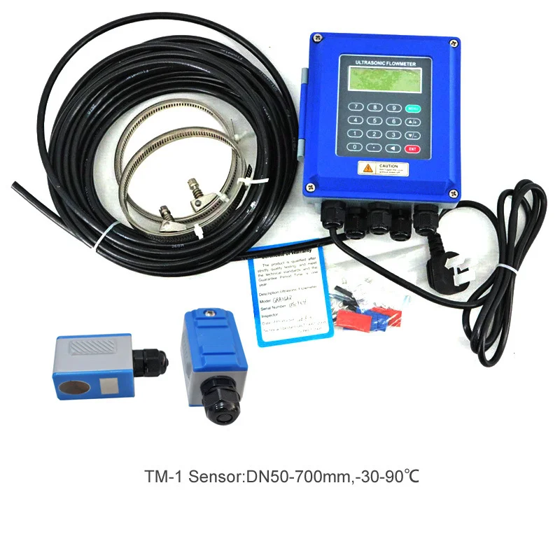 TUF-2000B Ultrasonic Flow Meter DN50mm-DN700mm Wall Mounted Type Ultrasonic Liquid Flowmeter IP67 Protection TM-1 Transducer