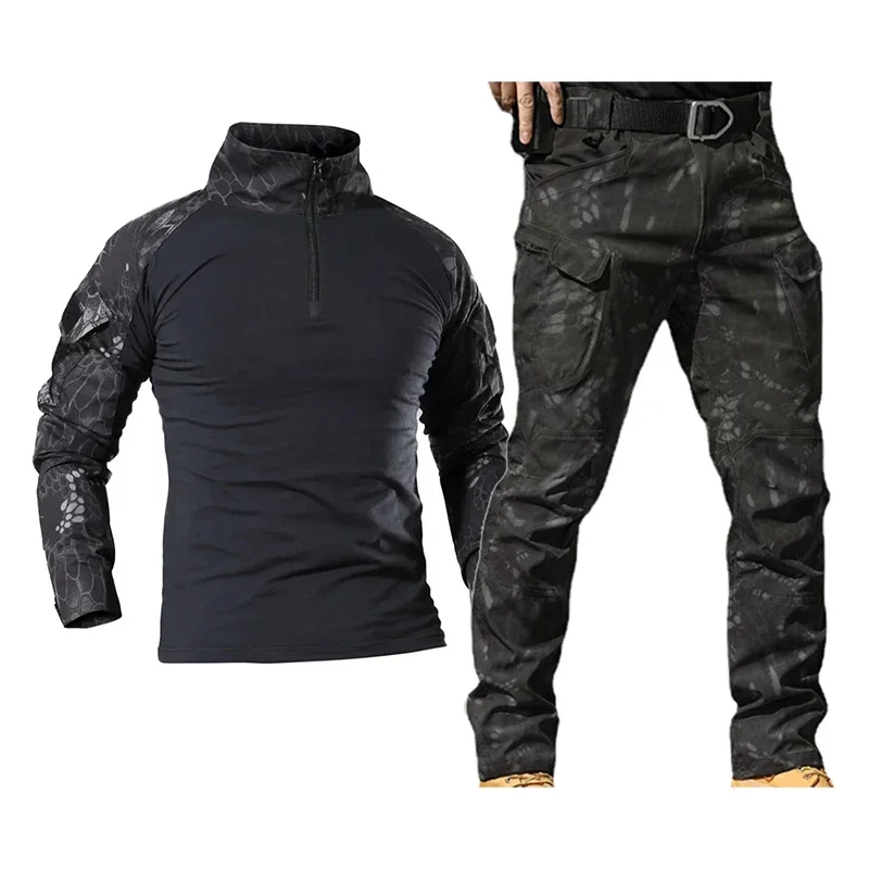 Uniformi tattiche IL Set di magliette tattiche uniformi da caccia abbigliamento softair mimetico escursionismo tuta tattica Multicam nero