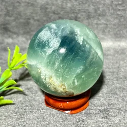 Natural Crystal Fluorite Sphere Ball Rainbow Clear Stone Quartz Spiritual Reiki Minerals Healing Home Decoration+Stand