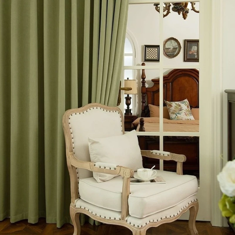 Elegant Herringbone Pattern Thickened Chenille Cream American Retro Simple Sunshade Luxury Custom Size Blackout European