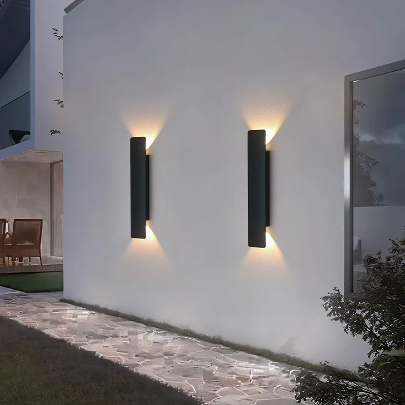 Outdoor Waterproof Wall Lamps Strip Aluminum Wall Lights 18W LED Black Wall Lamp Bedroom Exterior Outdoor Lighting Fixtures