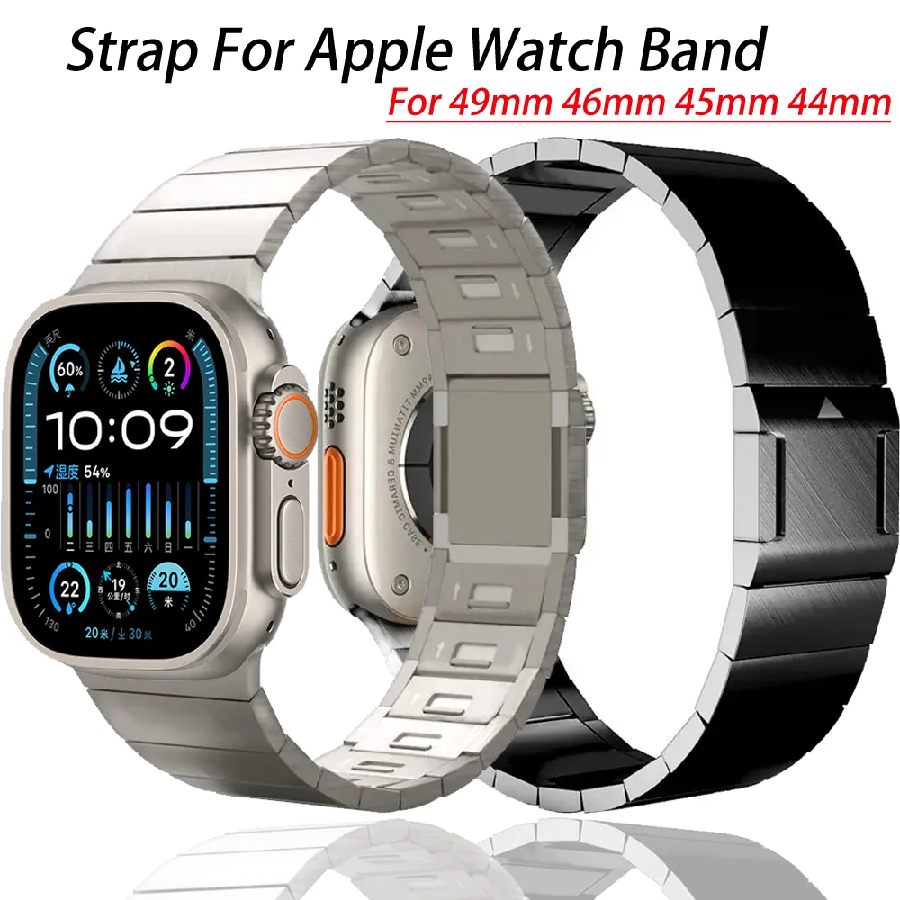 Pulseira de ligação de metal para apple watch band ultra2 49mm 10 46mm pulseira de fivela magnética para iwatch 9 8 7 45mm 6 5 4 se 44mm