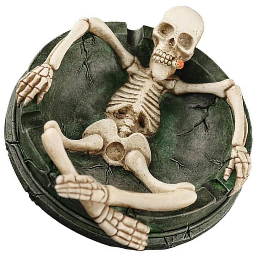 

Skull Ashtray Resin Unique Design Flame Resistant Desktop Ornament For Home Office Cigarette Holder Compact Ash Storage