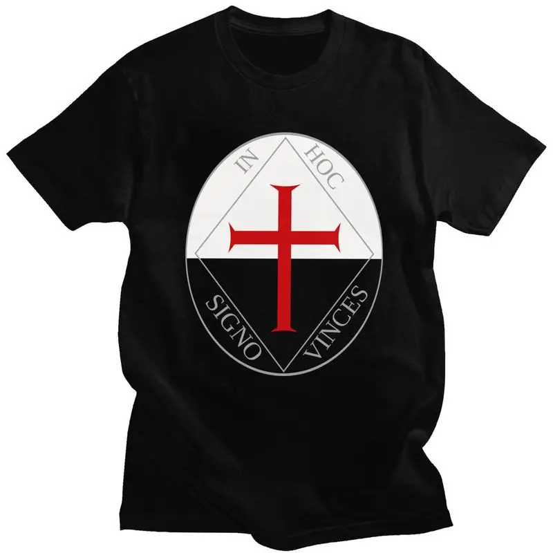Custom Knights Templar Seal Crusades Symbol Tshirt for Men Short Sleeves T Shirt T-shirts Slim Fit Pure Cotton Tee Gift Idea