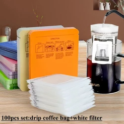 100pcs Colorful Aluminum Foil Instant Coffee Drip Powder Heat Seal Bags with White Filters Smell Proof Three Side Sealed Pouches