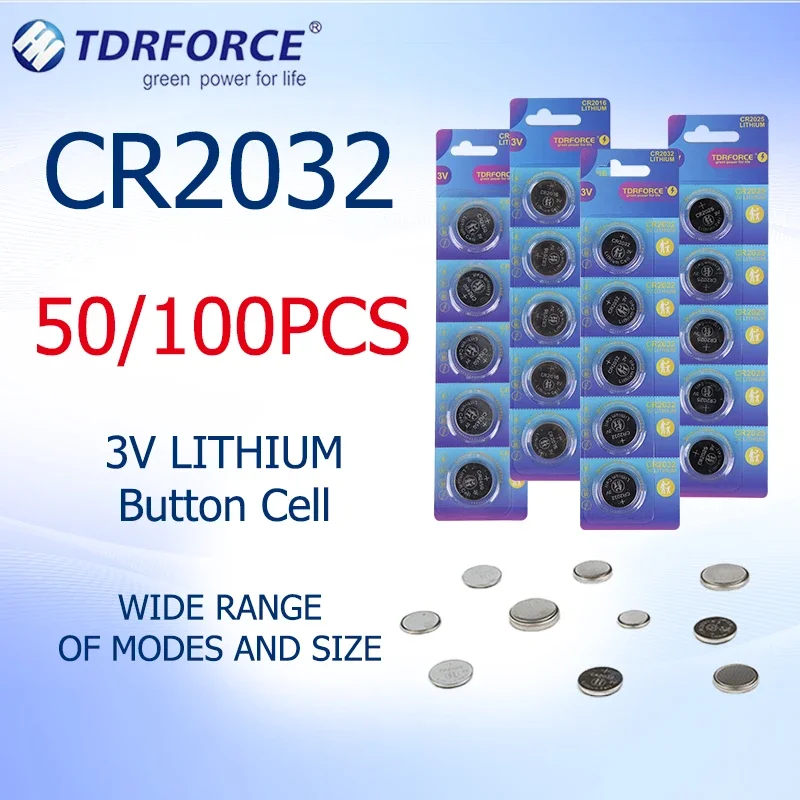 50/100PCS CR2032 Button Batteries 3V Lithium Battery cr2032 Coin Batteries for Watch Calculator Toy Car Remote Control Coin Cell