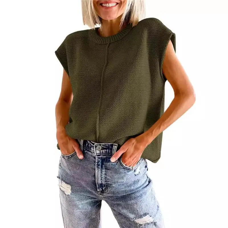 

Loose Knitted Casual round Ne Sve Covering Top for Women Summer 2024 Cross-Border Faionable Comfortable Sweater