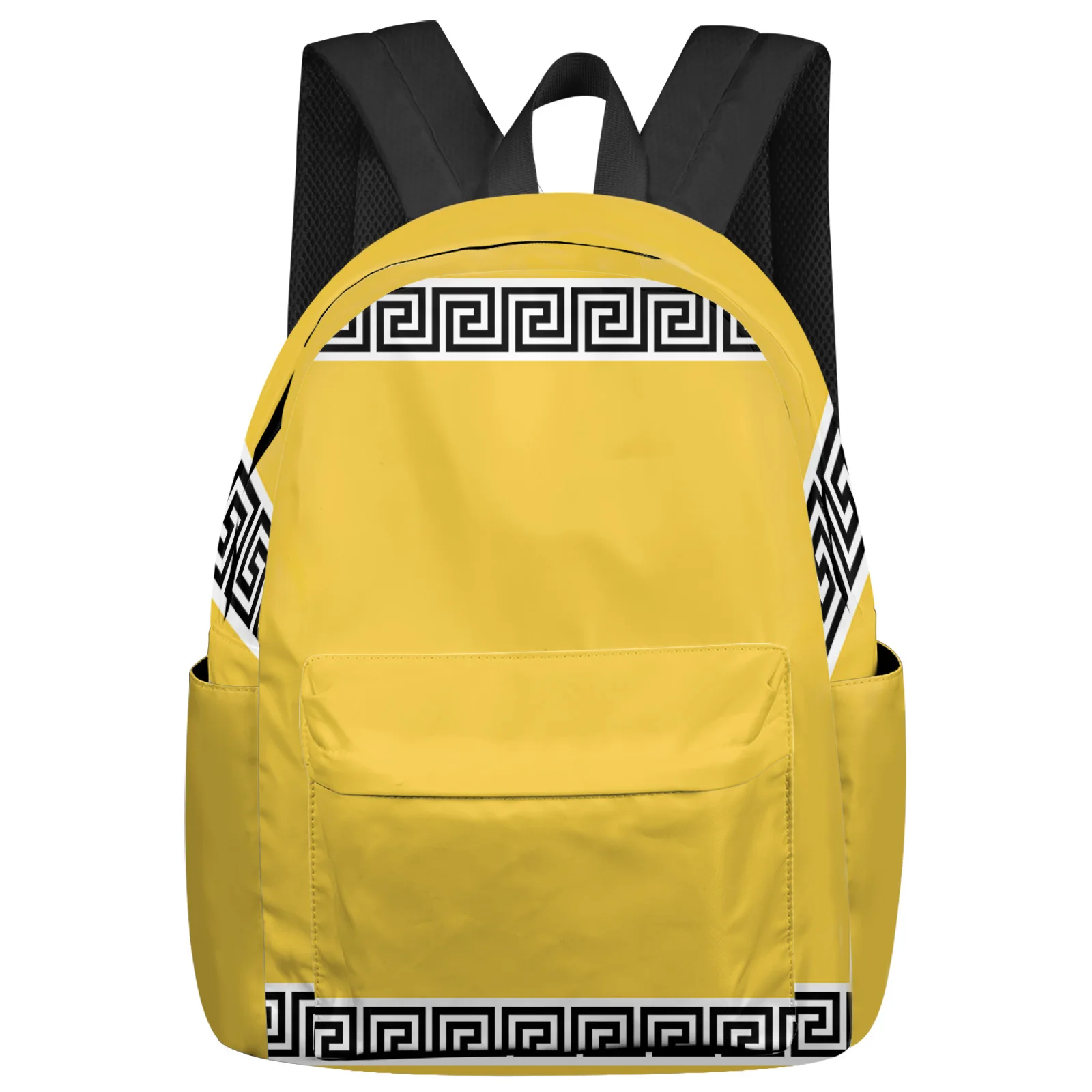 Yellow Geometric Pattern Women Man Backpacks Waterproof Travel School Backpack For Student Boys Girls Laptop Book Pack Mochilas