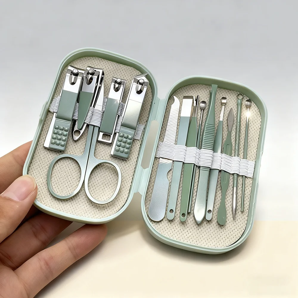 Ensemble d'outils de manucure et de pédicure en acier inoxydable, avec coupe-ongles de style moderne et outils de toilettage, ensemble de soins des ongles, 14 pièces