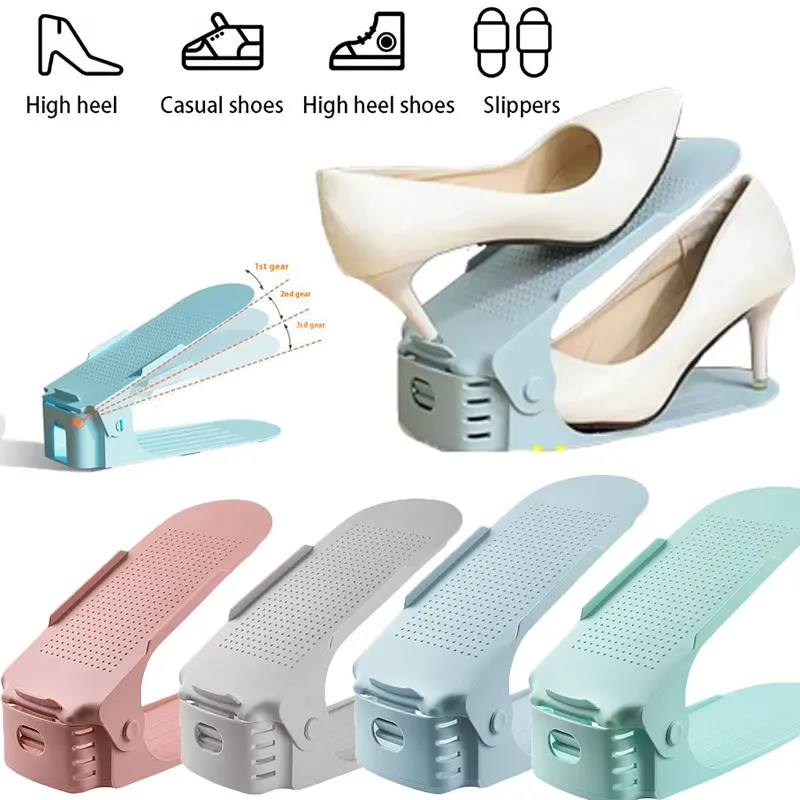 3/8 Stück, 4-stufig verstellbarer Schuhstapler, Schuhregal mit Schuhfächern, platzsparend, langlebig, doppelstöckiges Schuhregal für den Haushalt.