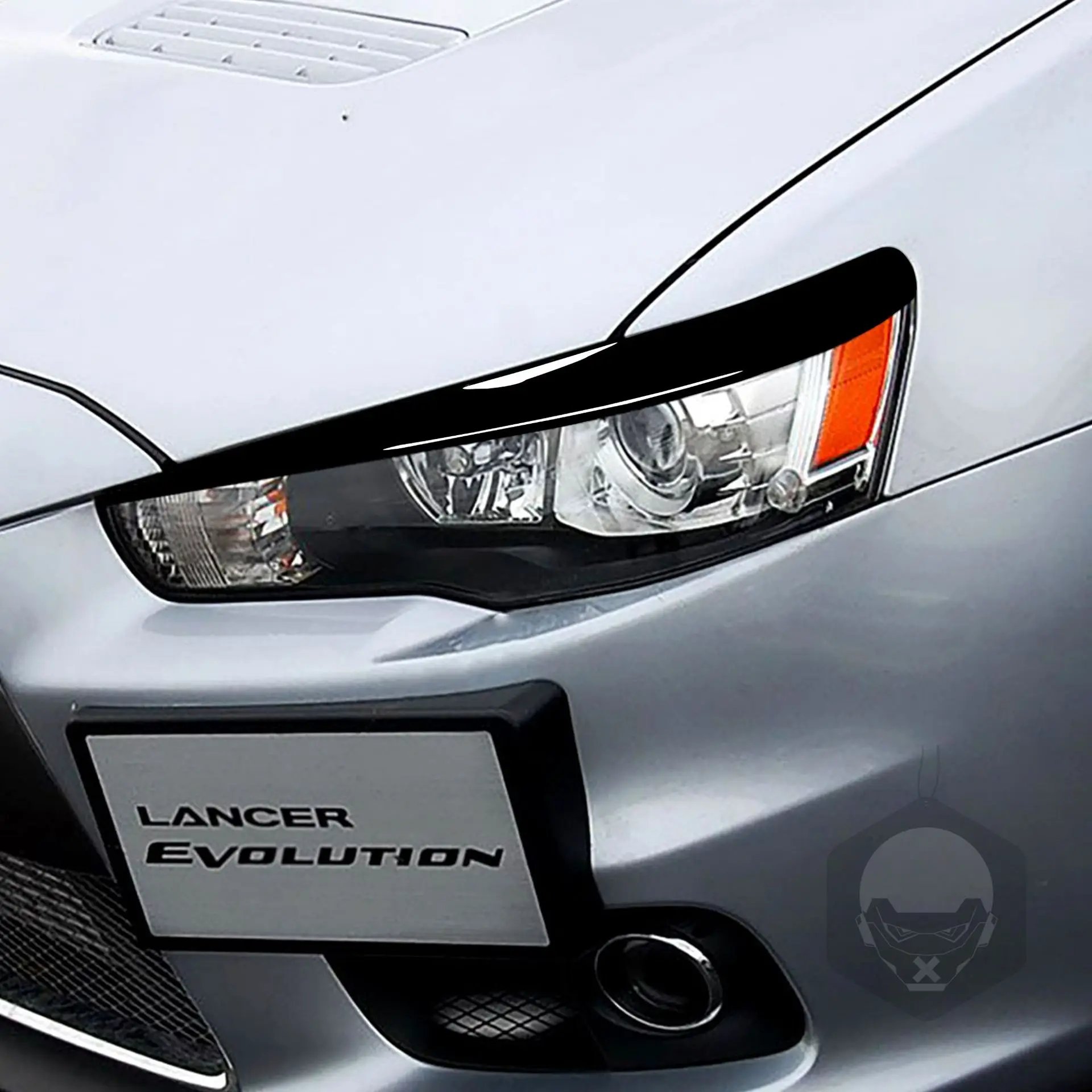 

Piano Black Car Front Headlight Eyelid Eyebrow Cover Trim Sticker For 2008-2014 Mitsubishi Lancer EVO