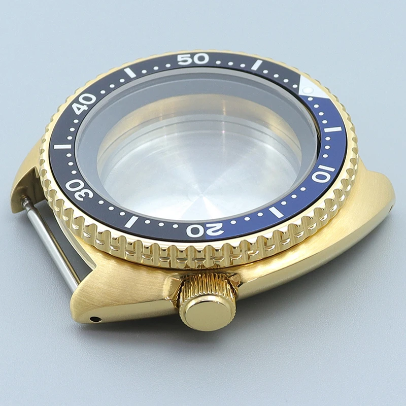 Goud 45 mm herenhorlogekast hoofdstuk Ring Saffier Mod-onderdelen Grote abalone voor tonijnschildpad Seiko NH35 NH36 NH38-beweging 28 5 mm wijzerplaat