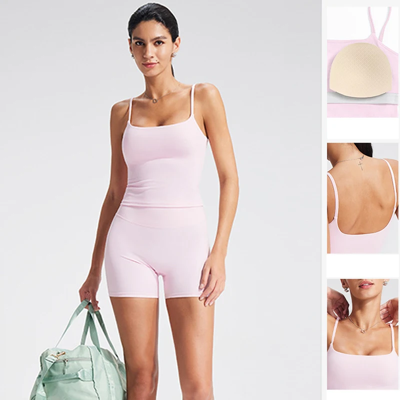 Damska kamizelka sportowa do jogi Softmotion Strappy Mid Vest z wbudowanym biustonoszem Fitness Bra Beautiful Back Suspender do aktywnego noszenia