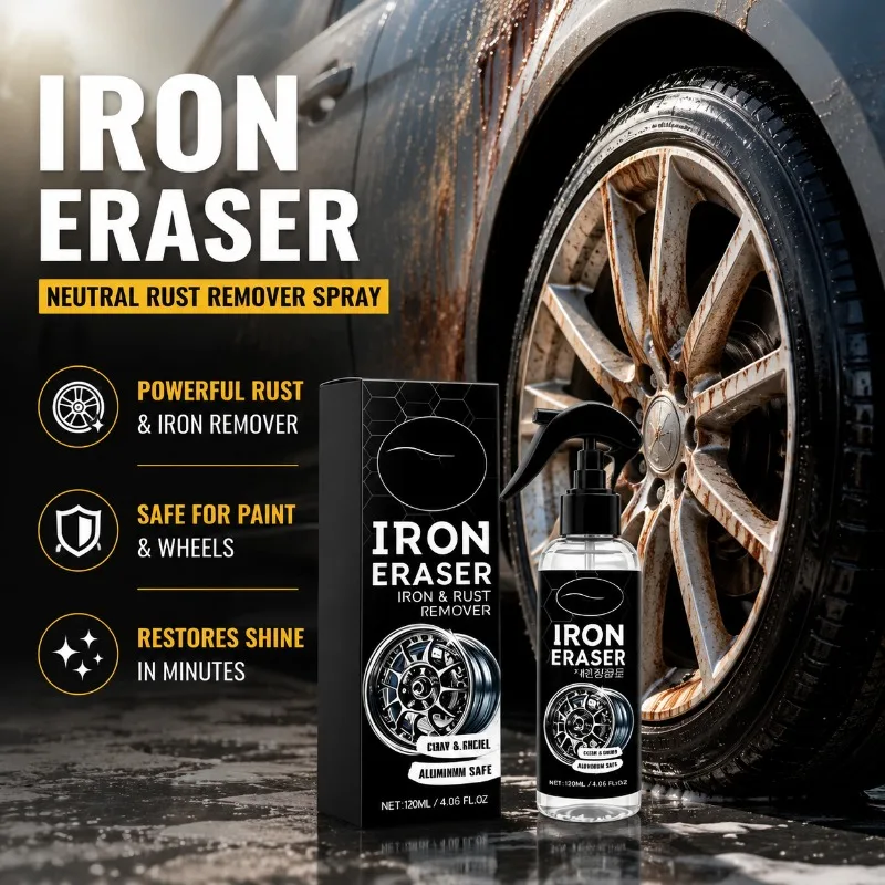 Neutral Rust Remover Spray 120ml for Car Wheels Paint Iron Eraser Chelation Cleaner Automotive Deruster