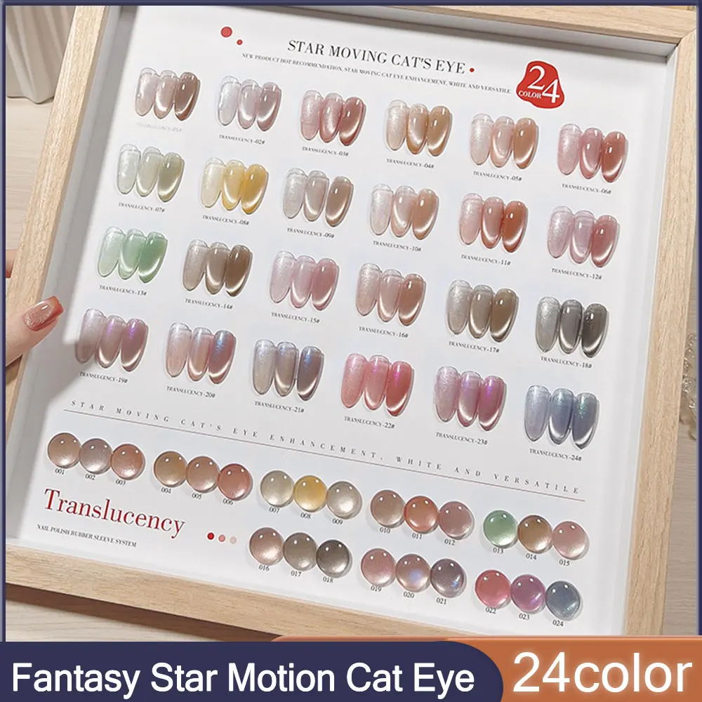 24colors/set Fantasy Star Motion Crystal Cat Eye Gel Nail Polish 15ml Magnetic Gel Ice Transparent Nail Art Gel For Nails Salon