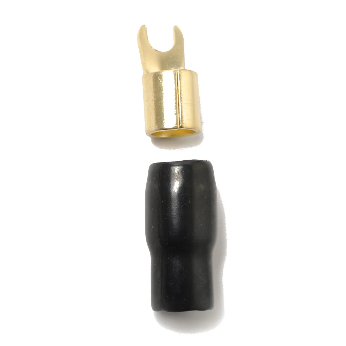 

10Pairs Crimp Terminals Audio Connectors Gold Plated Copper 4 Gauge Fork Spade Terminal Speaker Wire Cable Connector Red Black