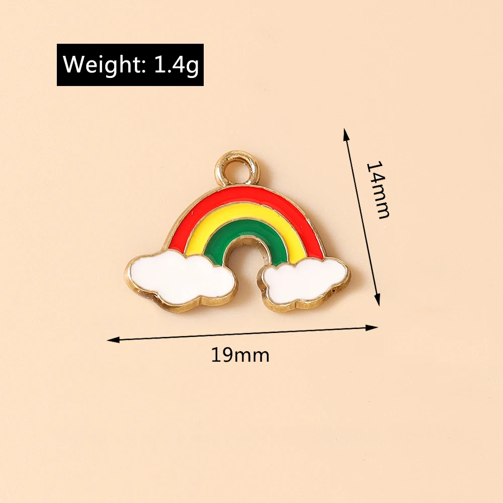 Leslie 10 Stück Mix Niedliche Emaille-Stern-Wolken-Regenbogen-Anhänger für DIY Armband Halskette Ohrringe Schmuckherstellung Handgemachtes Kunsthandwerk – Detail 11