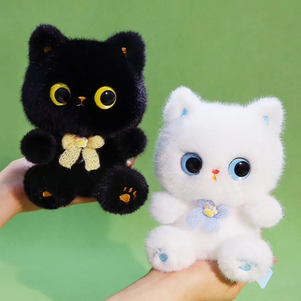 クリエイティブなぬいぐるみ黒猫ぬいぐるみおもちゃかわいい毛皮のようなシャム猫人形快適ふわふわ猫テーブル人形家の装飾