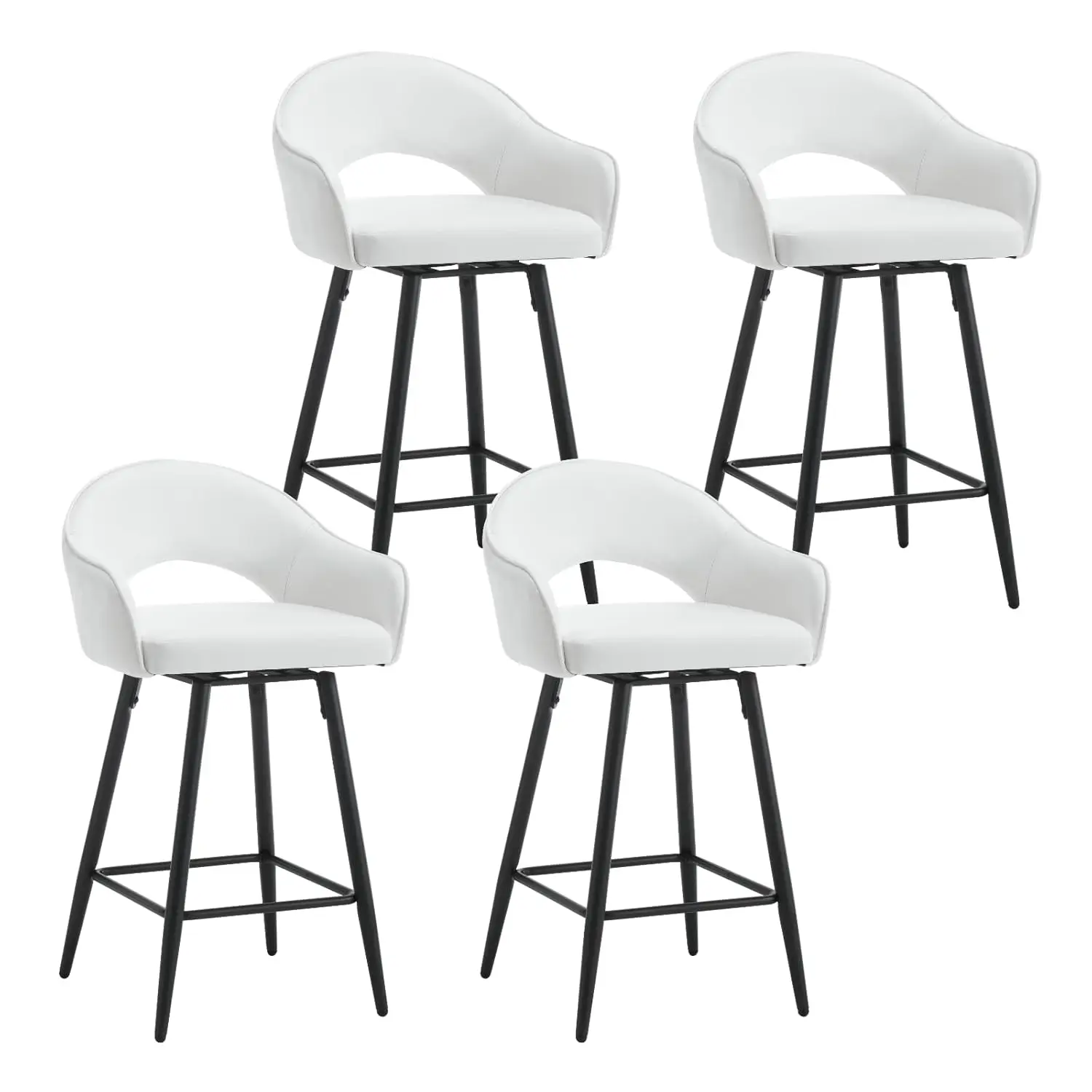 

Набор из 4 поворотных барных стульев, высота 27 дюймов, со спинкой и металлическими ножками, современные стулья из искусственной кожи, на заказ