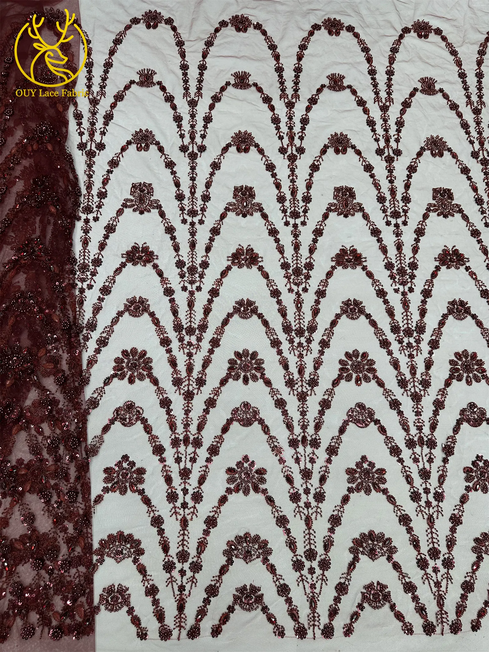 Neueste Afrikanische Luxus-Steinspitze 2026, 5 Yards Hochwertiger Französischer Perlen-Pailletten-Spitzenstoff für Nigerianische Hochzeitskleider – Detail 11